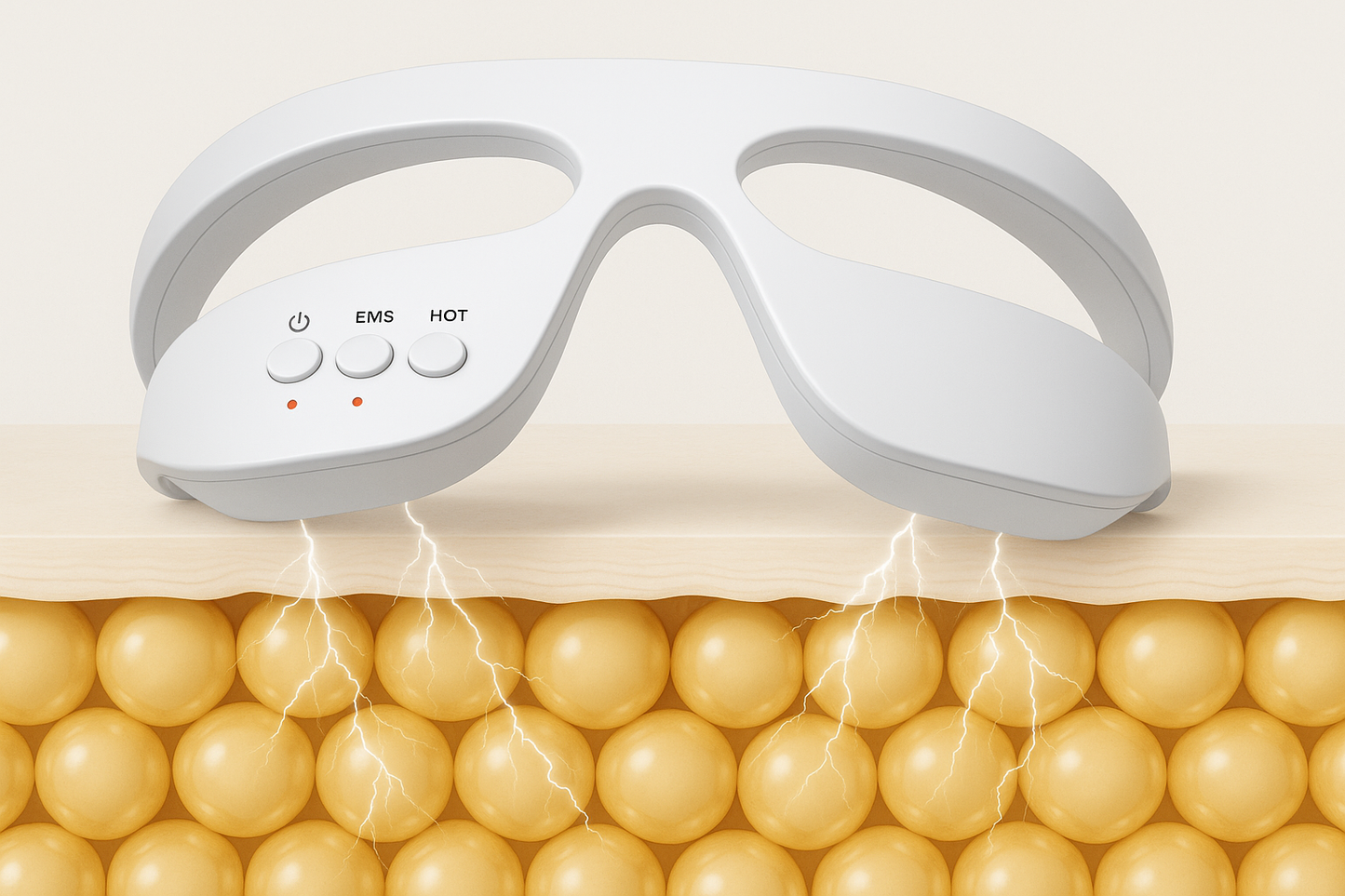 RevitalEyes™ Eye Rejuvenation Device™ applying EMS and heat therapy to reduce under-eye puffiness and fine lines