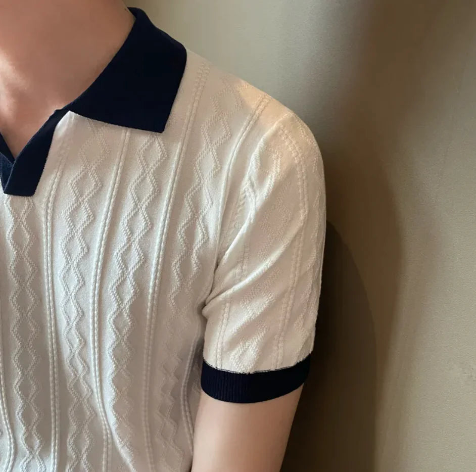 Men’s Slim-fit V Lapel Polo Shirt