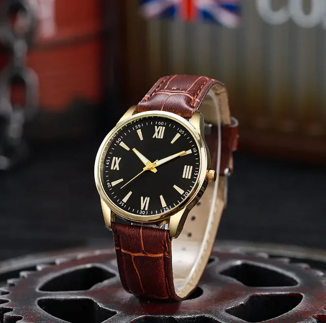 Men's Casual Business Leather Strap Quartz Watch