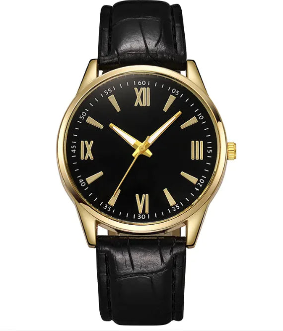 Men's Casual Business Leather Strap Quartz Watch