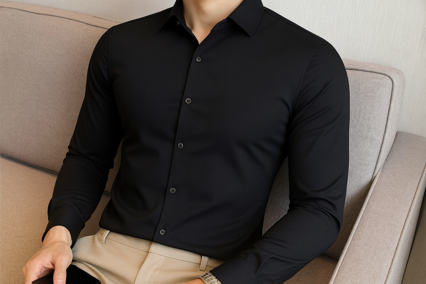 Black long sleeve dress shirt
