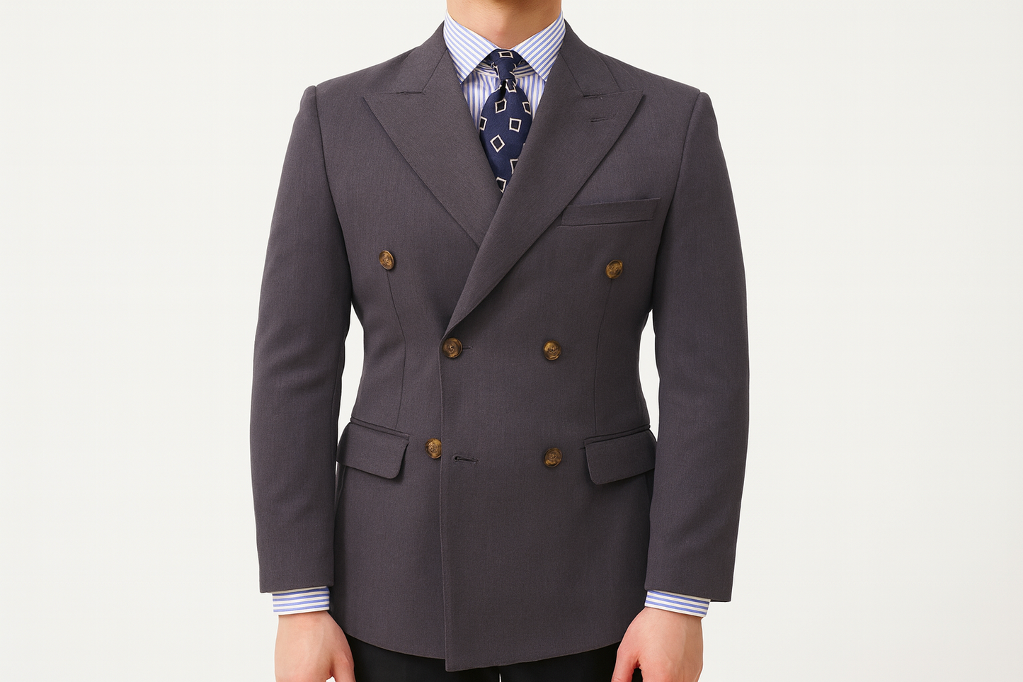 Gray double breasted suit jacket