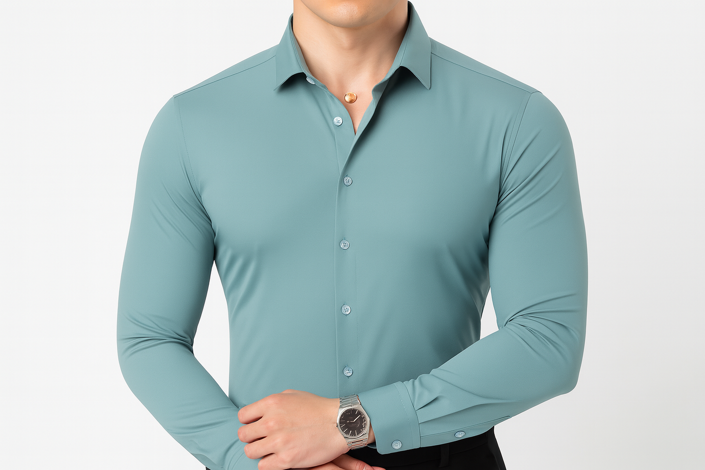 Green long sleeve dress shirt