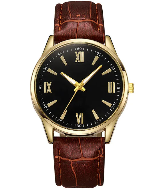 Men's Casual Business Leather Strap Quartz Watch