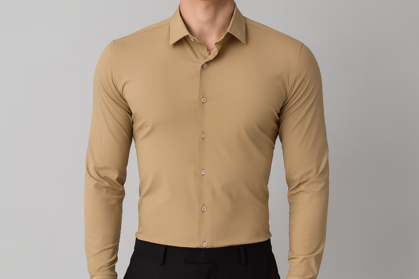 Khaki long sleeve dress shirt