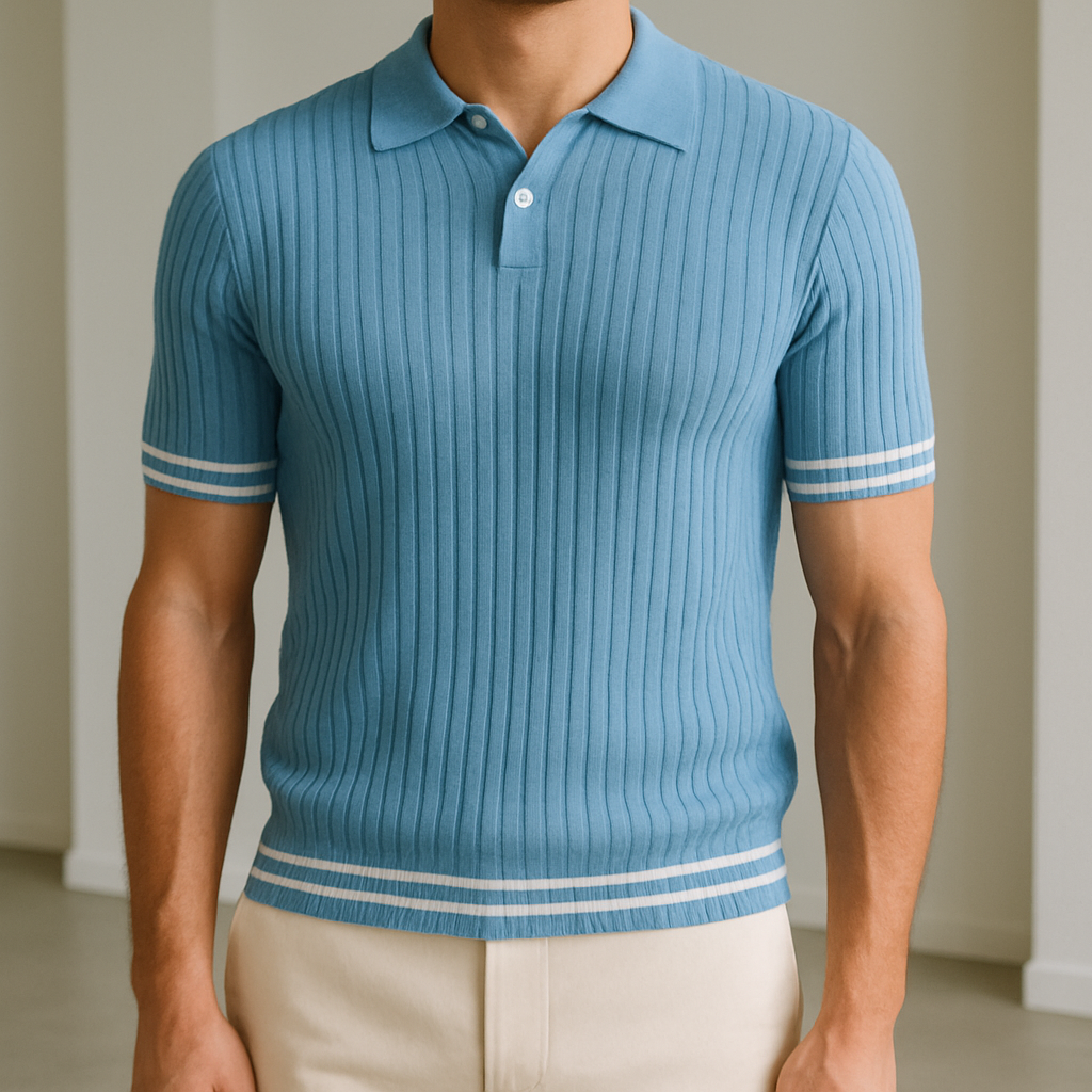 Light Blue Polo Double Lines