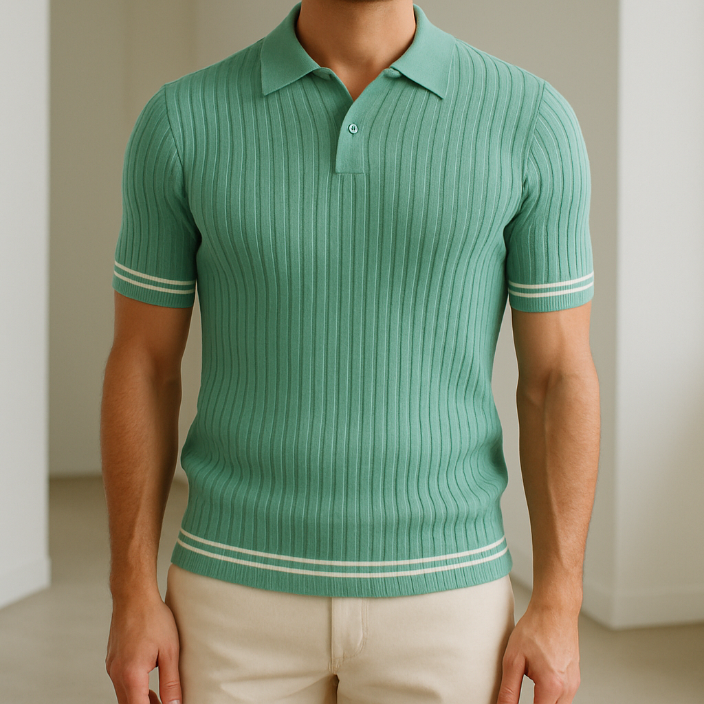 Mint Green Polo Double Lines