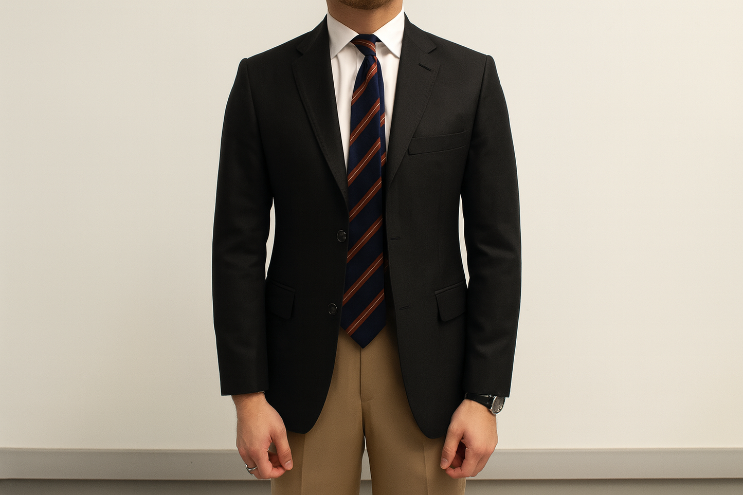 Single row black suit jacket