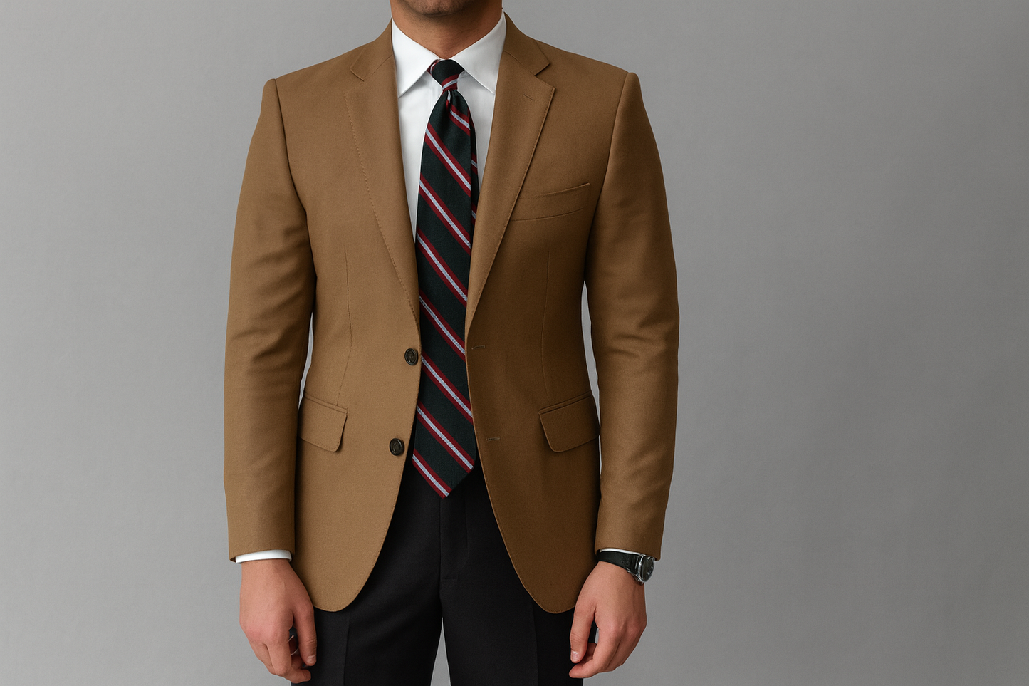 Single row camel suit jacket