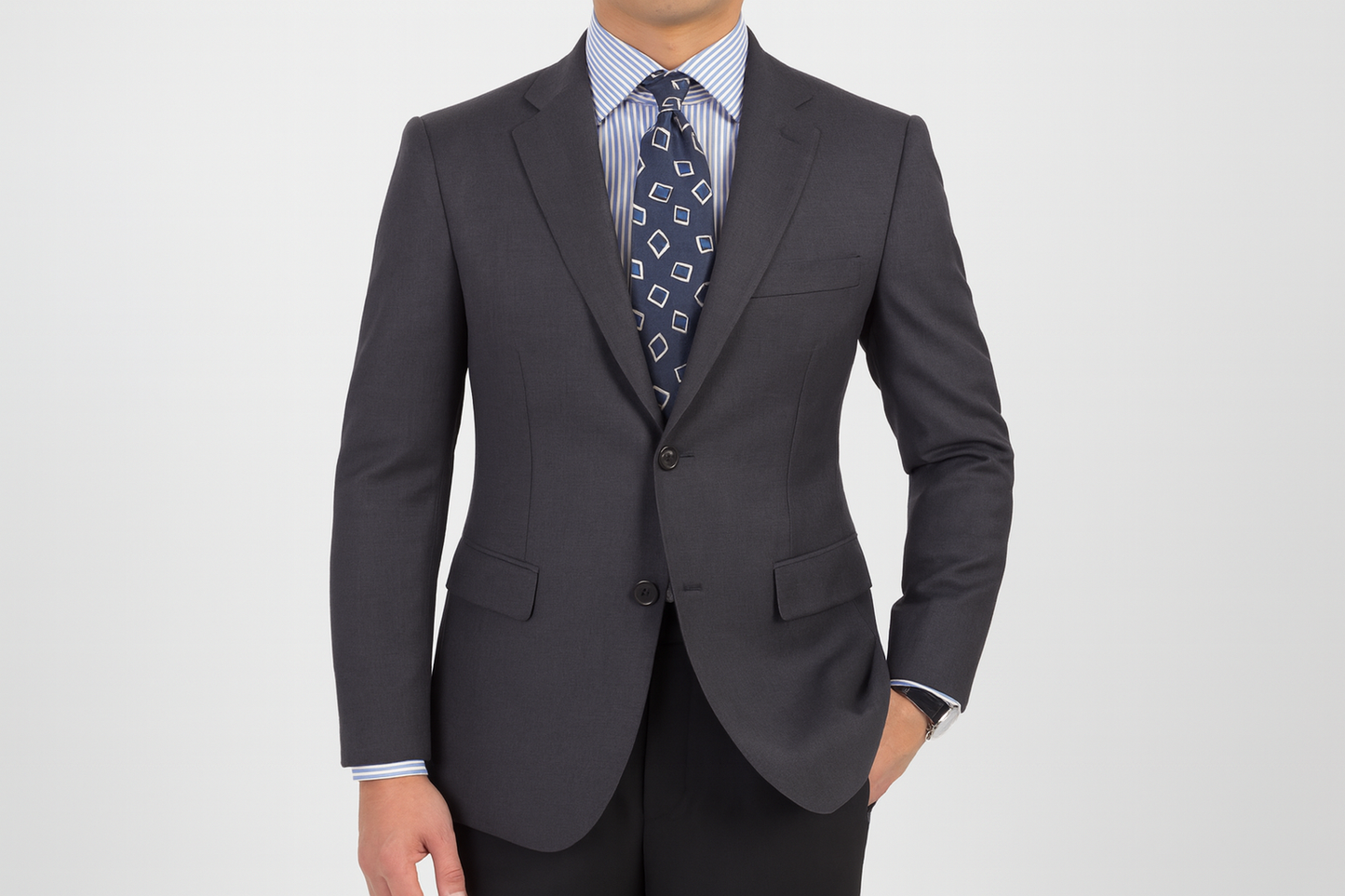Single row gray suit jacket