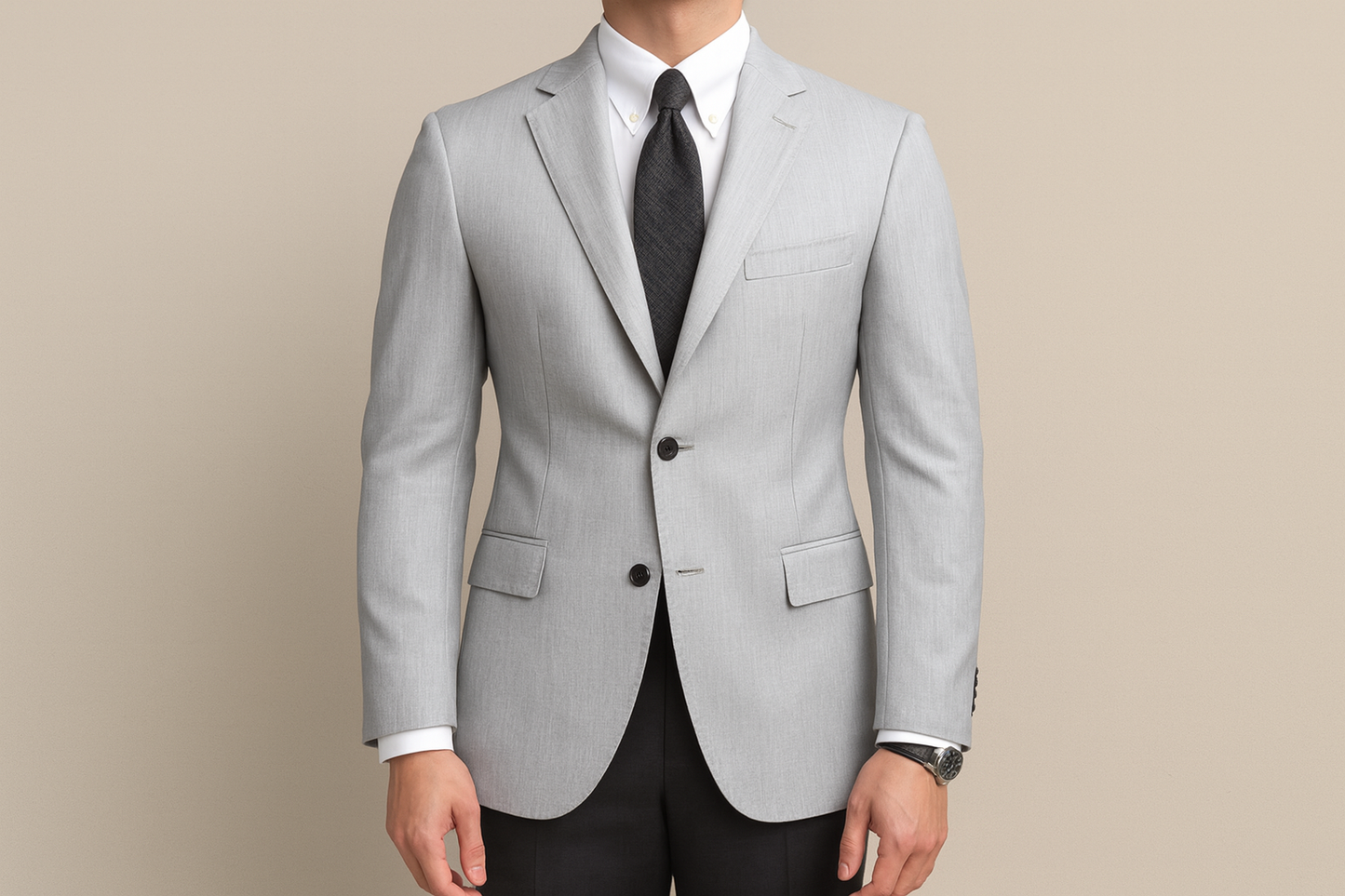 Single row light gray suit jacket