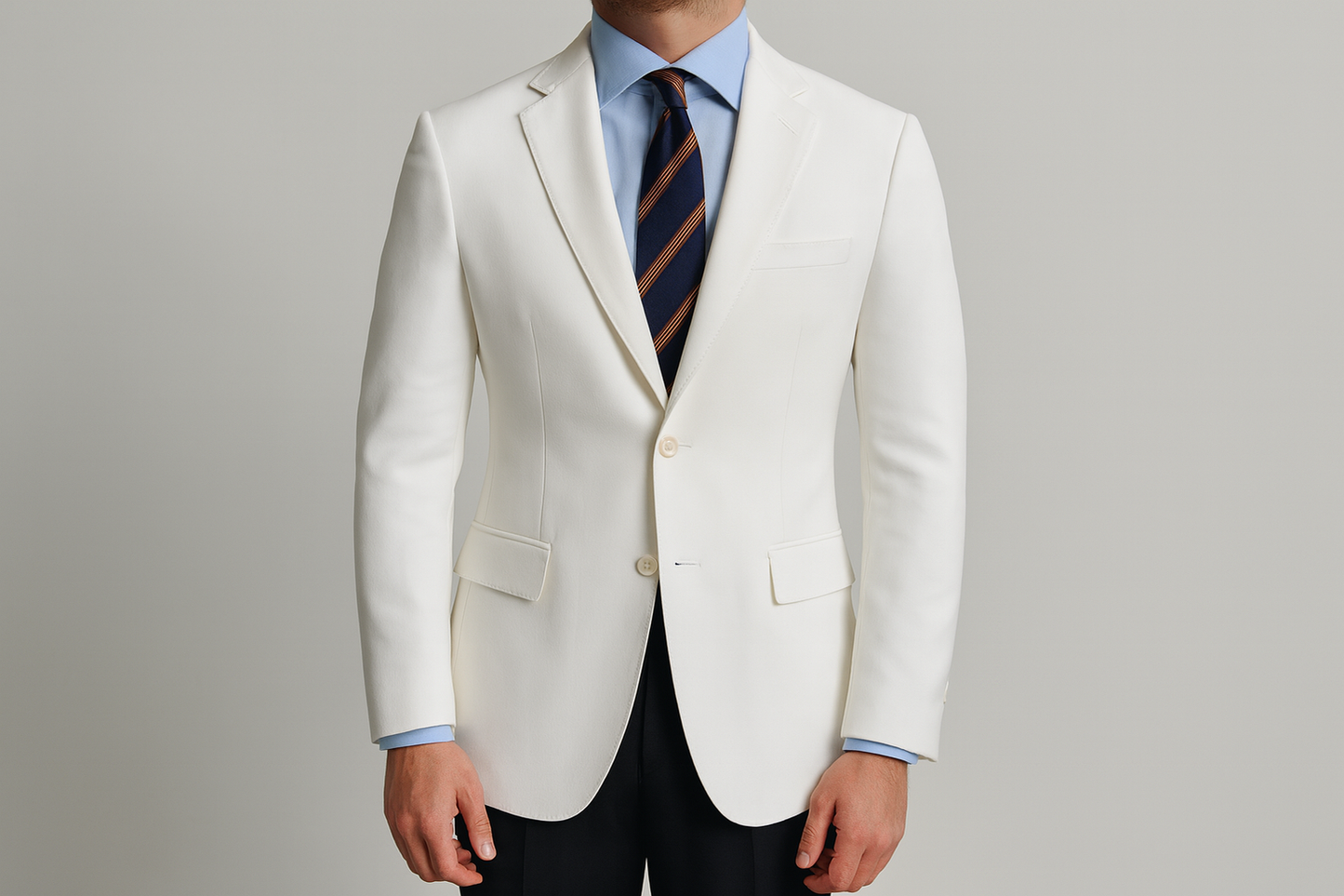 Single row white suit jacket