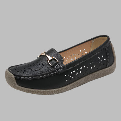 Women's Casual Loafers with Metal Buckle Detail
