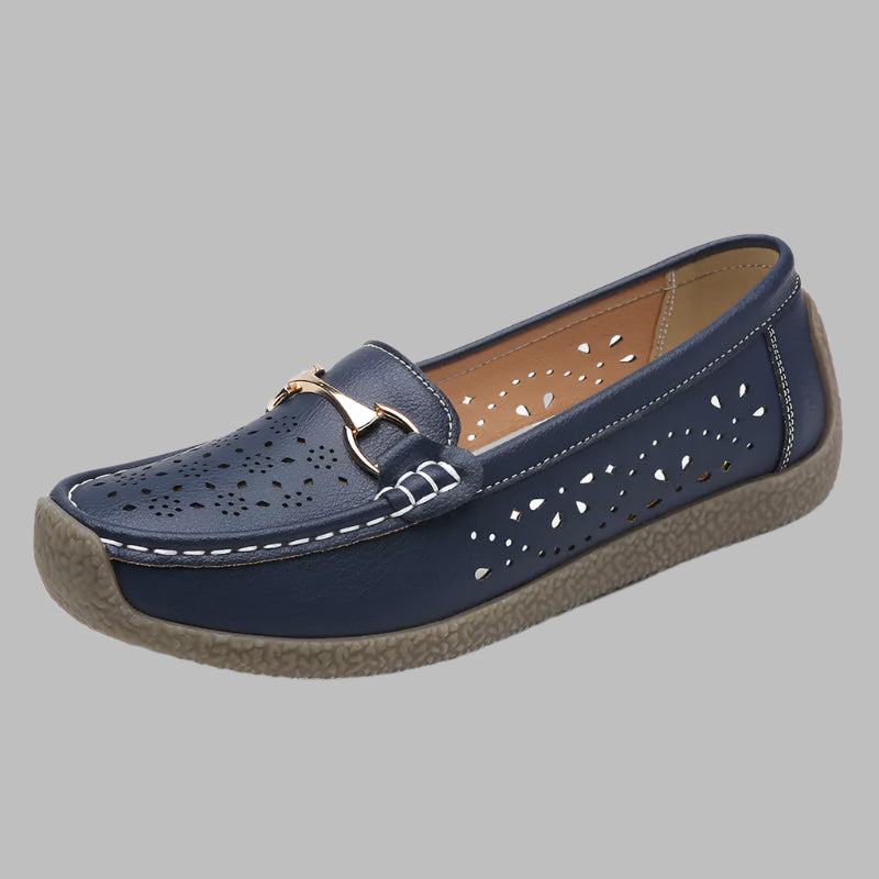 Women's Casual Loafers with Metal Buckle Detail