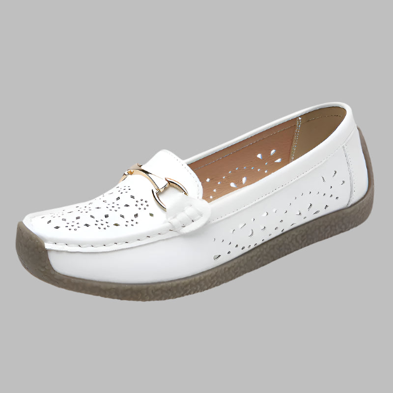 Women's Casual Loafers with Metal Buckle Detail