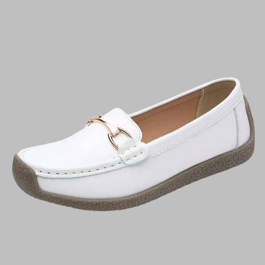 Women's Casual Loafers with Metal Buckle Detail