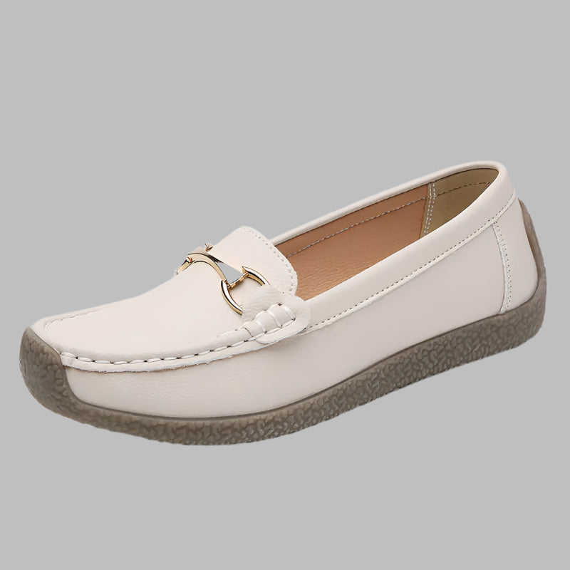 Women's Casual Loafers with Metal Buckle Detail