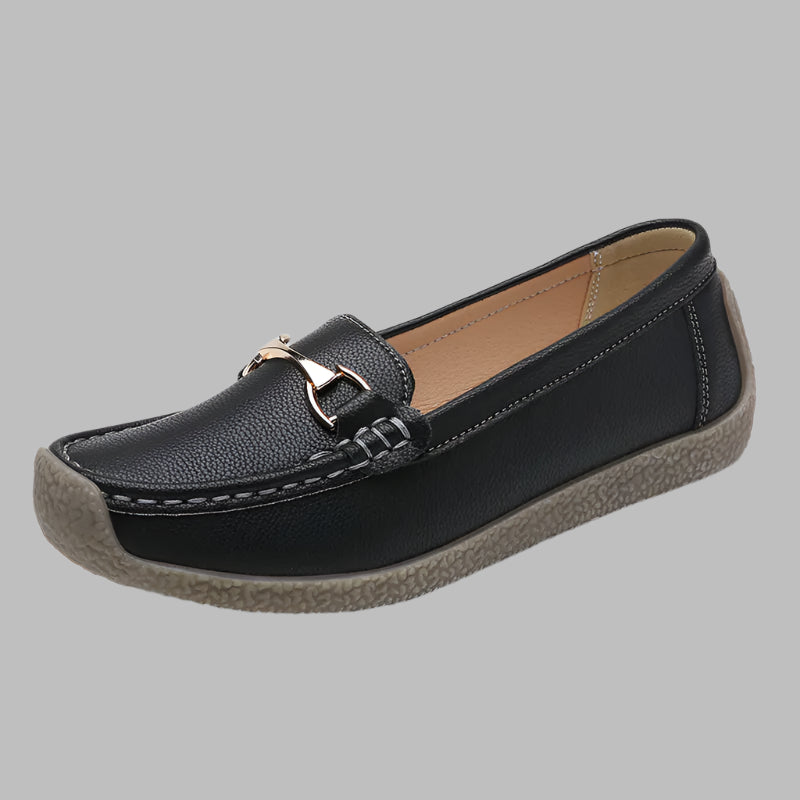 Women's Casual Loafers with Metal Buckle Detail
