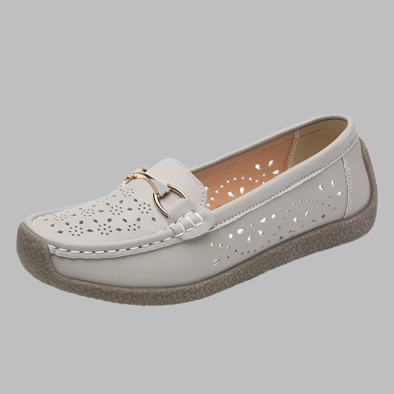 Women's Casual Loafers with Metal Buckle Detail