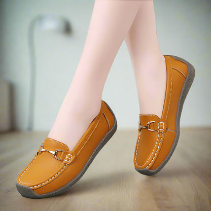 Women's Casual Loafers with Metal Buckle Detail