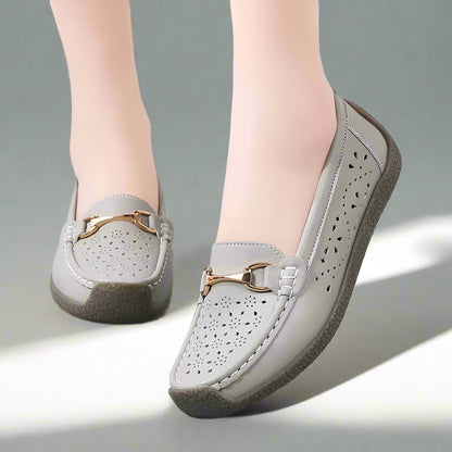 Women's Casual Loafers with Metal Buckle Detail
