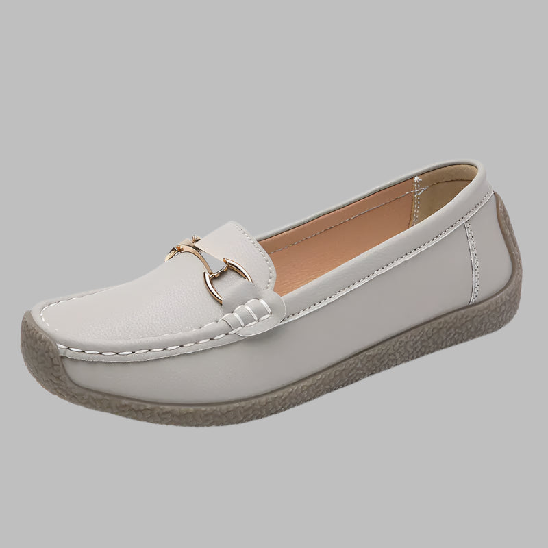 Women's Casual Loafers with Metal Buckle Detail