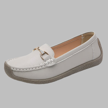 Women's Casual Loafers with Metal Buckle Detail